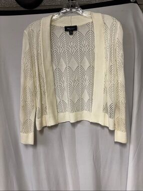 RNStudio Cream Openwork Cropped Cardigan